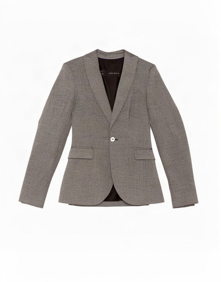 Zara Damen 1-Knopf-Blazerjacke UK 6 XS Graues Polyester