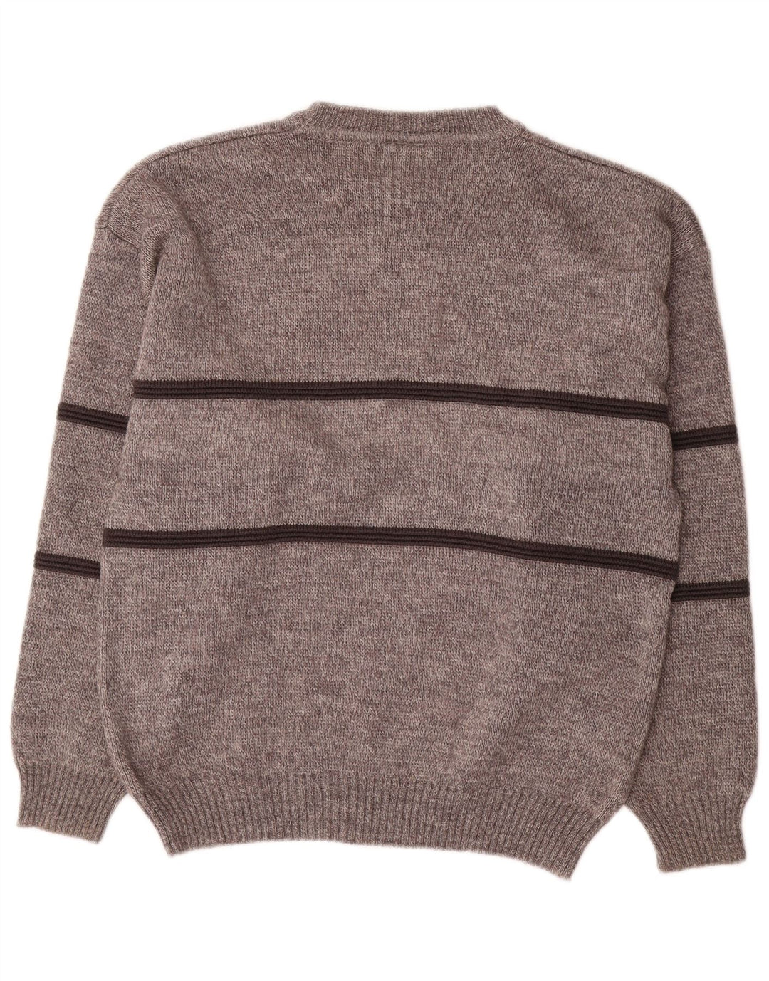 Neuer Fast Herren-Pullover mit Rundhalsausschnitt, EU 48/50, mittelgrau gestreiftes Acryl