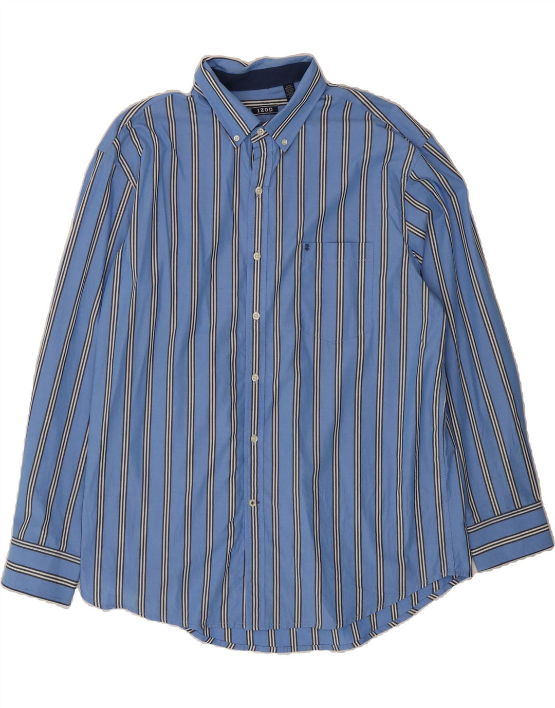 IZOD Mens Shirt XL Blue Striped Cotton Vintage Izod and Second-Hand Izod from Messina Hembry 