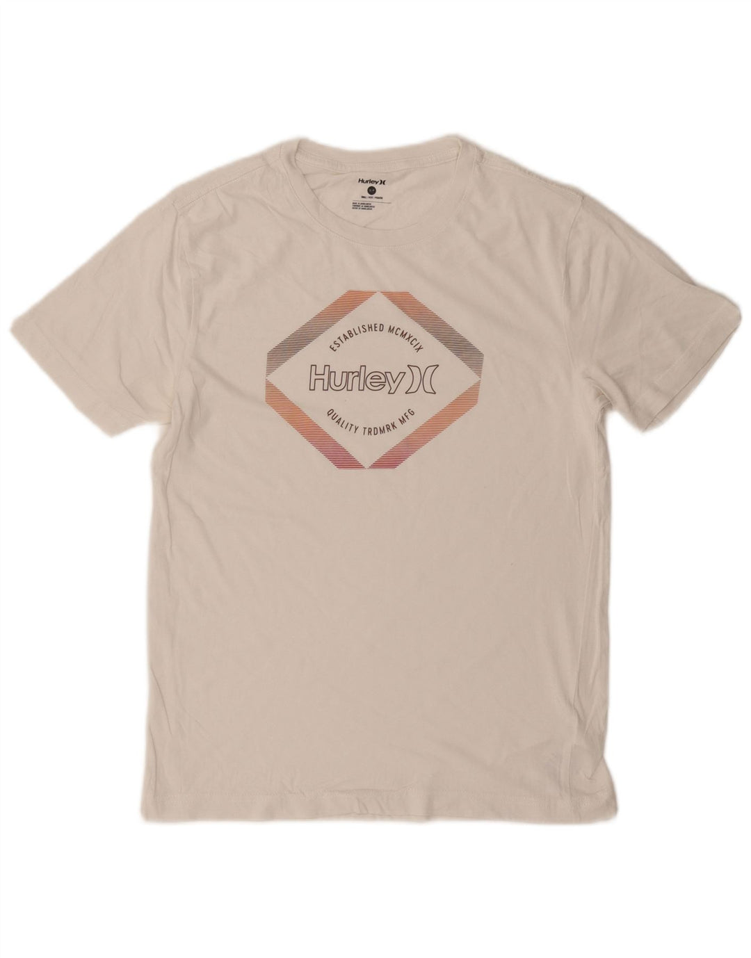 Hurley Herren-T-Shirt mit Grafik, Größe S, weiße Baumwolle