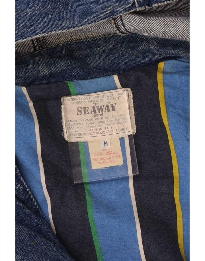 Vintage Damen Kapuzen-Denim-Dufflecoat UK 14 Mittelblaue Baumwolle