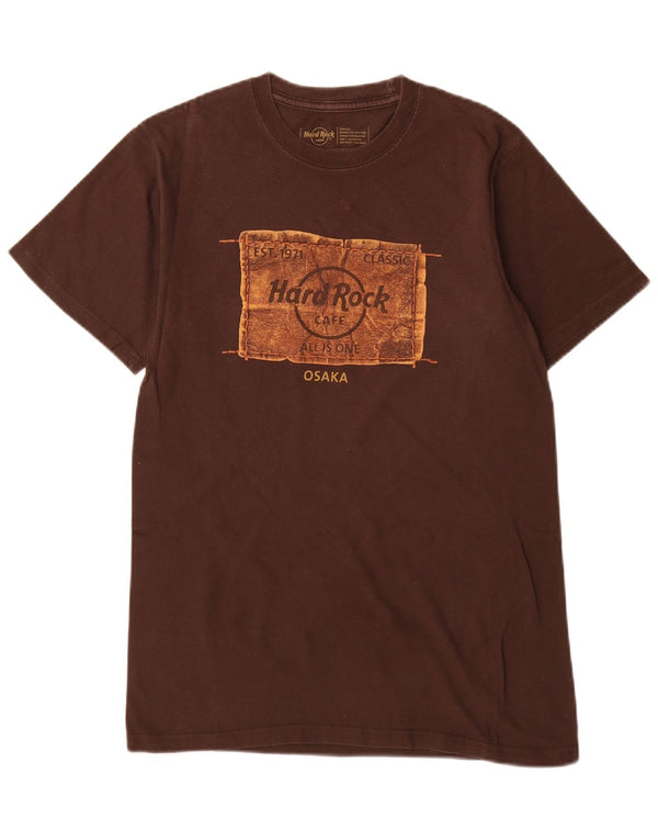Hard Rock Cafe Herren Osaka Graphic T-Shirt Top Small Braun Baumwolle