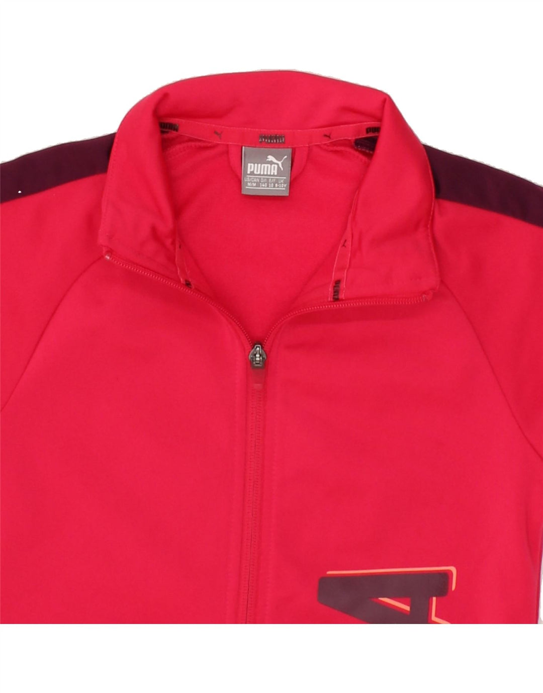 PUMA Girls Graphic Tracksuit Top Jacket 9-10 Years Pink Polyester Vintage Puma and Second-Hand Puma from Messina Hembry 