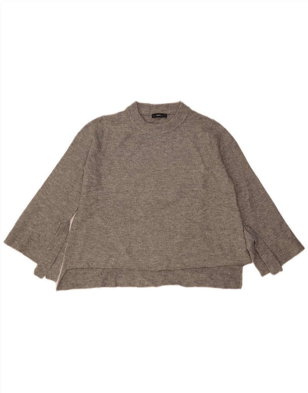 Zara Damen-Pullover, übergroß, Rundhalsausschnitt, Gr. 14, Mittelgrau meliert