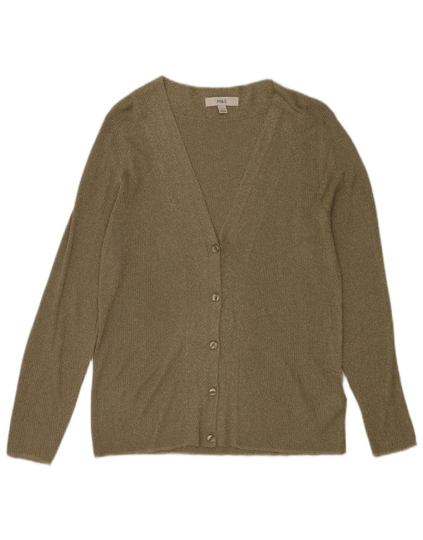 Marks & Spencer Damen-Cardigan-Pullover UK 14 Große Khaki-gefleckte Viskose