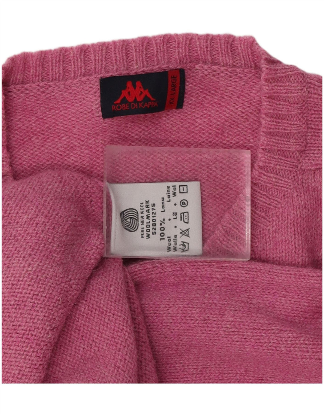 KAPPA Herren-Pullover mit V-Ausschnitt, 2XL, rosa Wolle