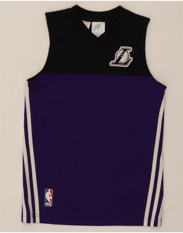 Adidas Los Angeles Grafik-Trägershirt für Jungen, 9–10 Jahre, Lila, Farbblock