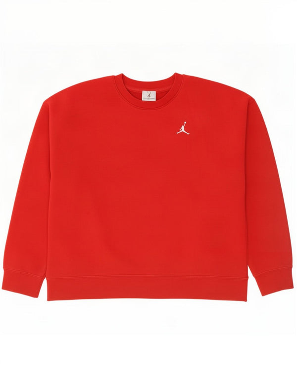 Jordan Womens Loose Fit Sweatshirt Pullover UK 10 Small Rote Baumwolle