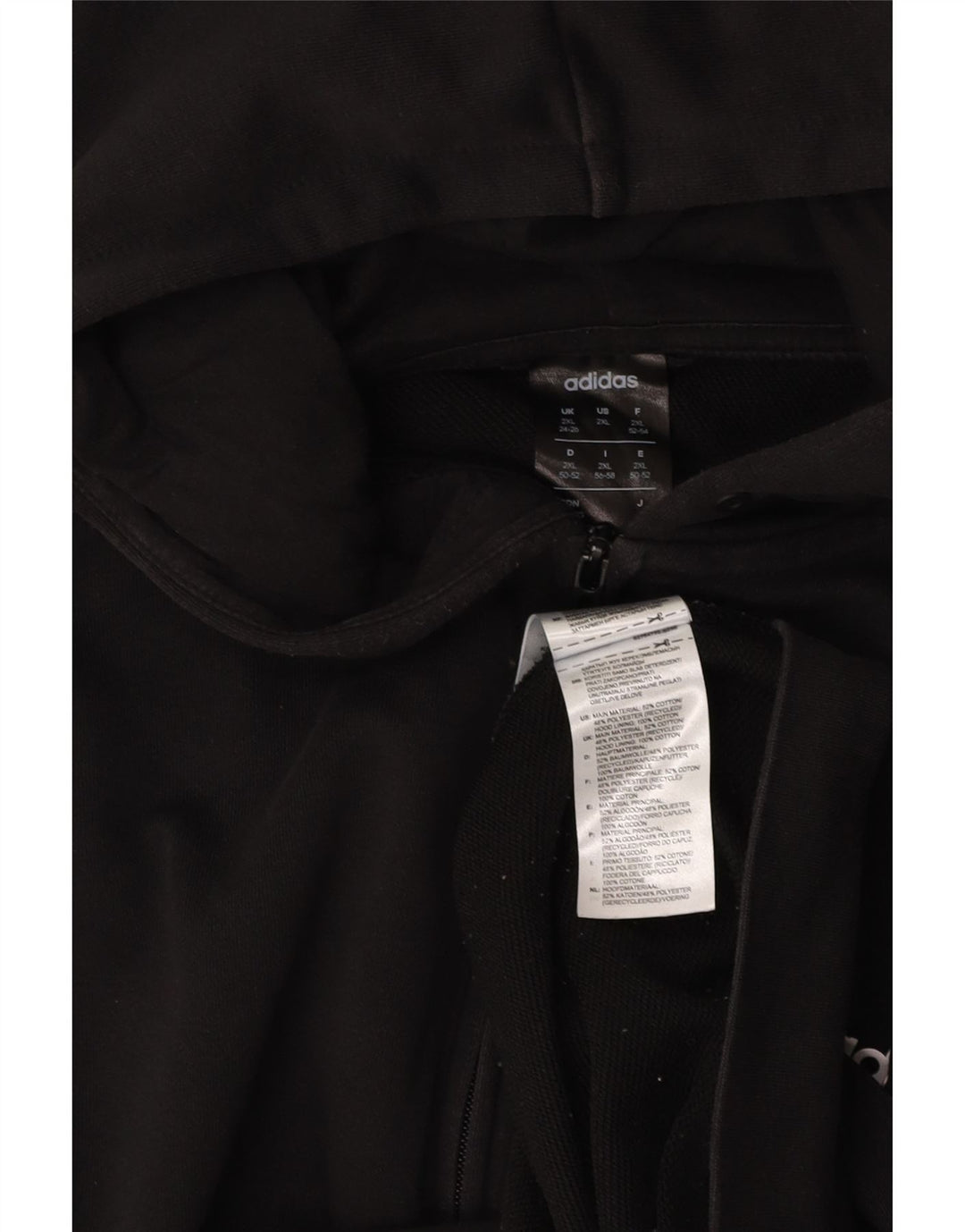 ADIDAS Damen-Pullover mit Kapuze, übergroß, mit Reißverschluss, UK, 24/26, 2XL, schwarze Baumwolle