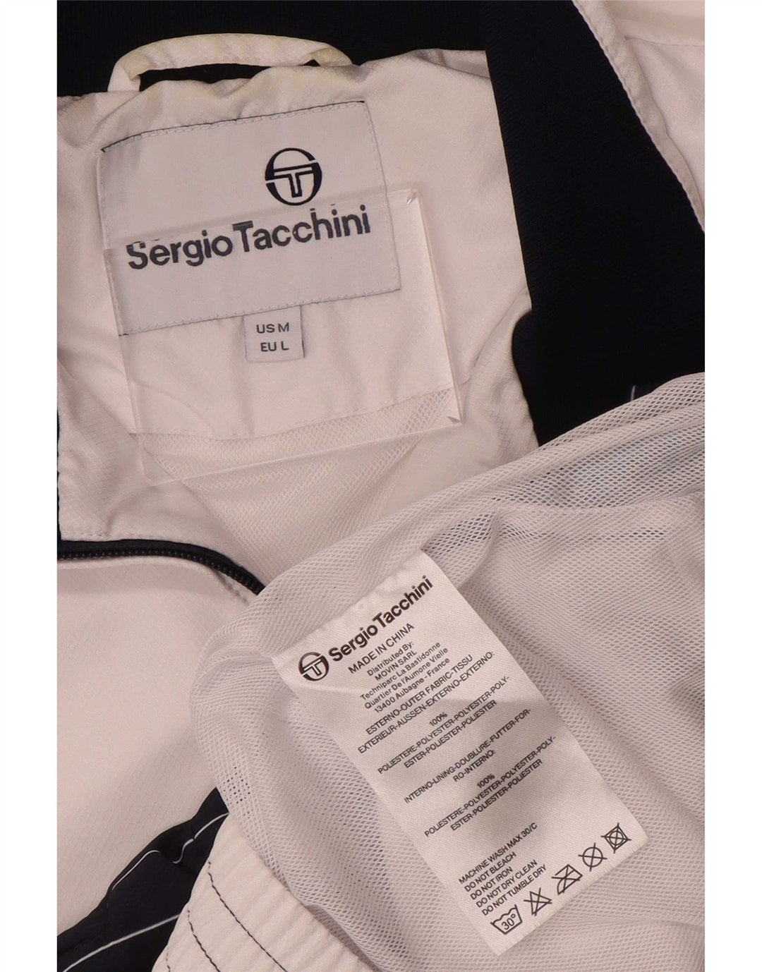 Sergio Tacchini Herren-Trainingsanzugoberteil, Mittelweiß, Farbblock