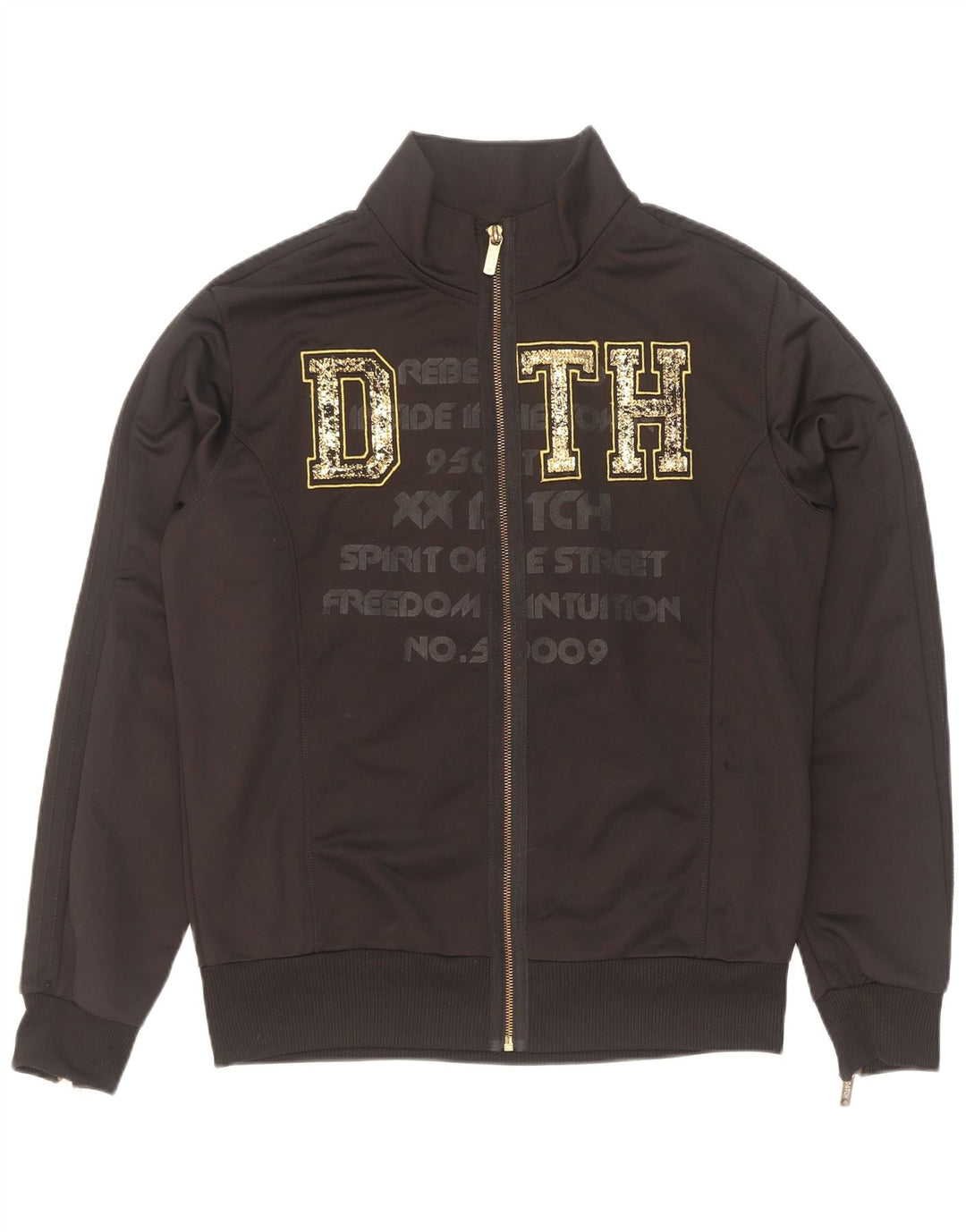 Datch Herren-Trainingsanzugoberteil mit Grafik, Größe L, aus schwarzem Polyester