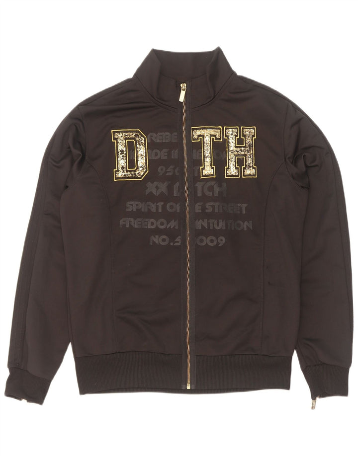 Datch Herren-Trainingsanzugoberteil mit Grafik, Größe L, aus schwarzem Polyester