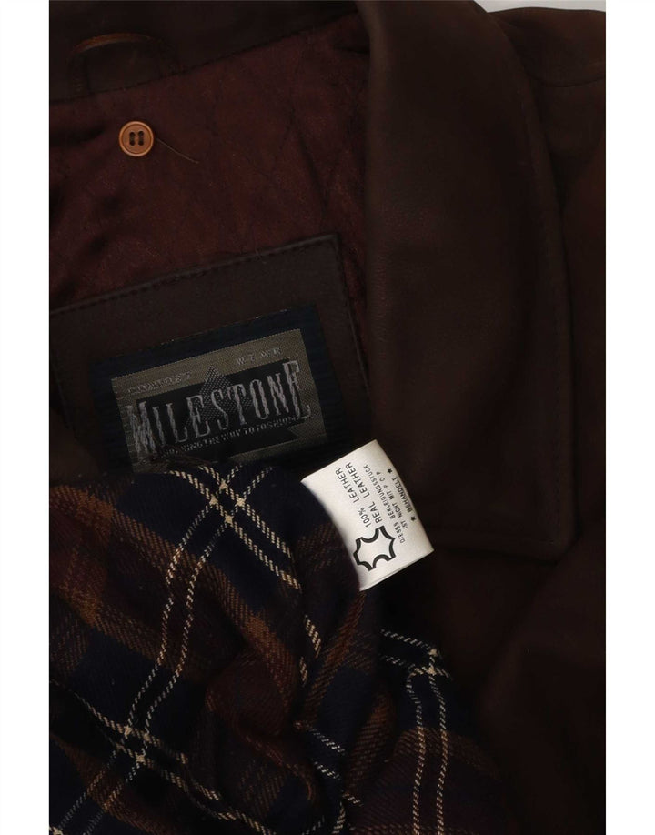 Milestone Herren Lederjacke UK 40 Large Braun