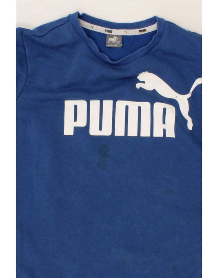 PUMA Boys Graphic Sweatshirt Jumper 13-14 Years Blue Cotton Vintage Puma and Second-Hand Puma from Messina Hembry 