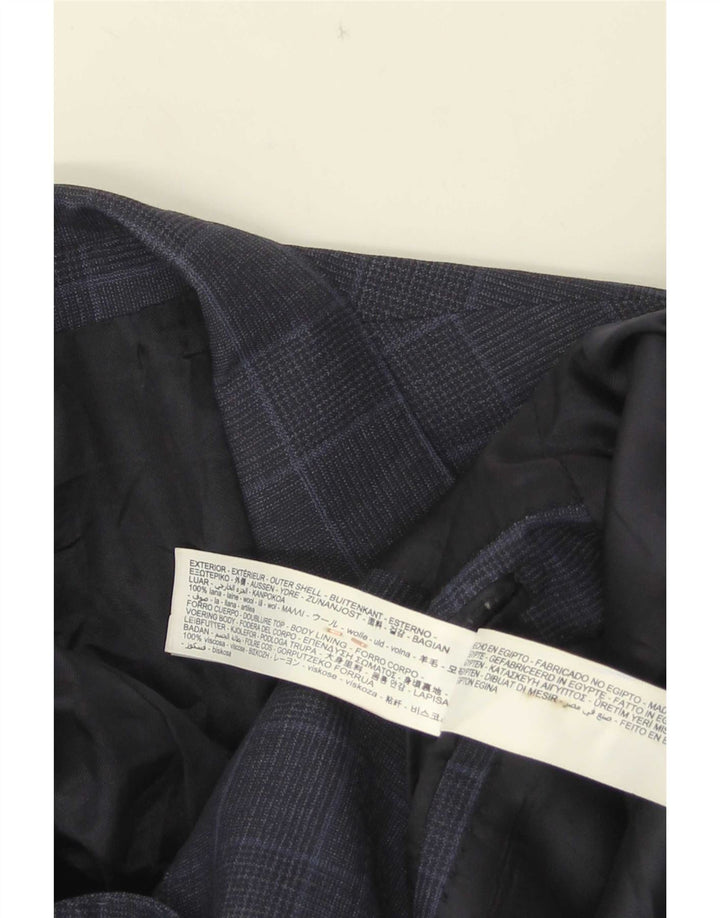 Massimo Dutti Herren-Blazer mit 2 Knöpfen, EU 40, mittelmarineblau karierte Wolle