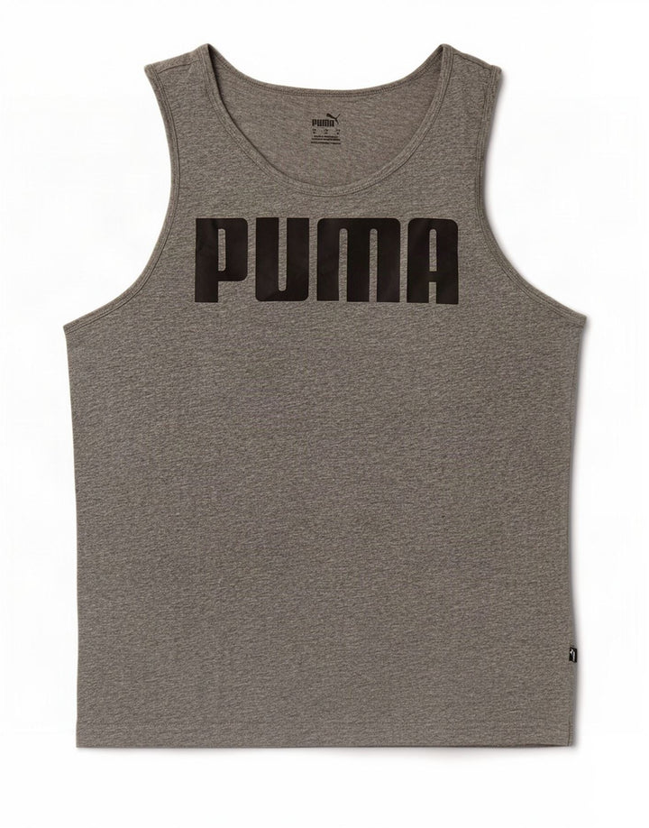 Puma Herren Grafik-Trägershirt aus mittelgrau gesprenkelter Baumwolle