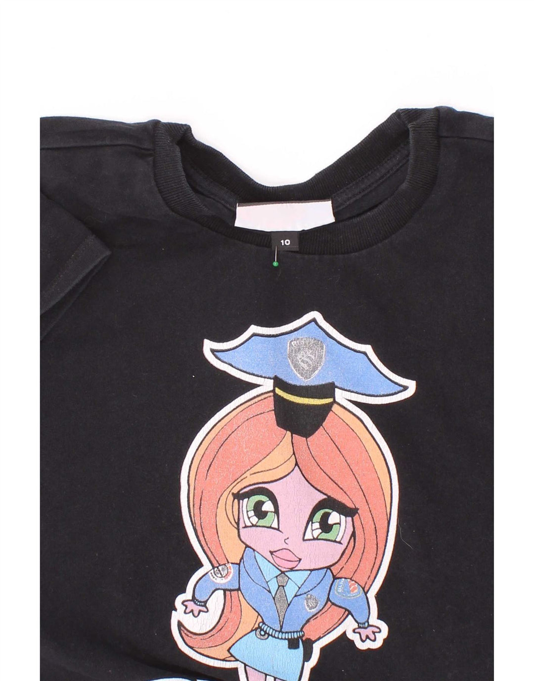 Blauer T-Shirt mit Grafik für Mädchen, 9–10 Jahre, Schwarz