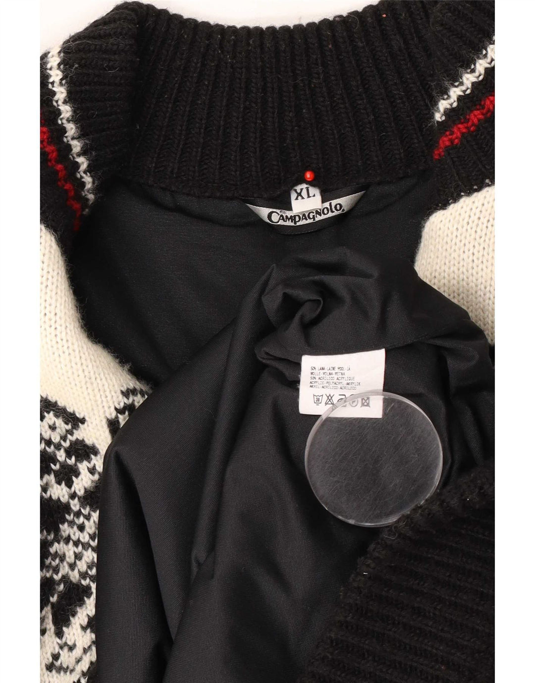 Campagnolo Herren-Pullover mit Reißverschluss am Hals, XL, mehrfarbige Fair-Isle-Wolle