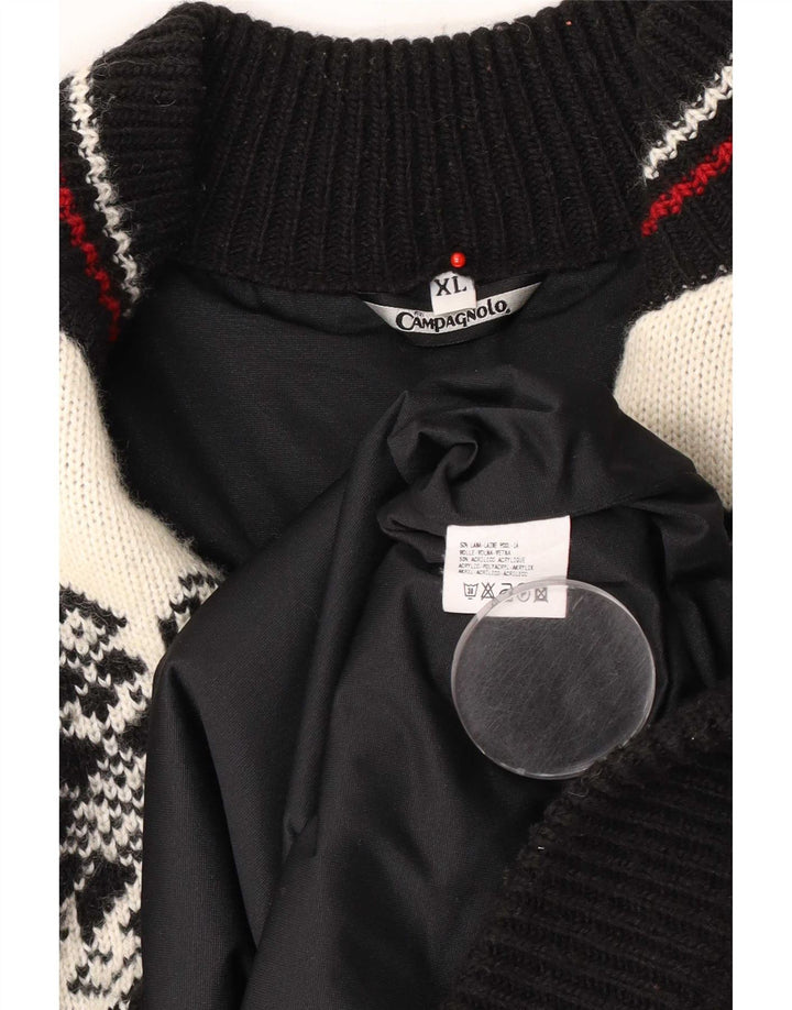 Campagnolo Herren-Pullover mit Reißverschluss am Hals, XL, mehrfarbige Fair-Isle-Wolle