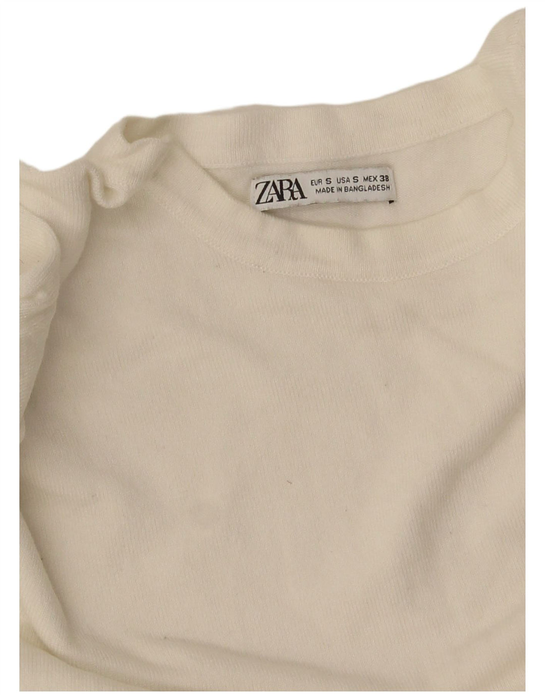 Zara Herren-Pullover mit Rundhalsausschnitt, Größe S, Weiß