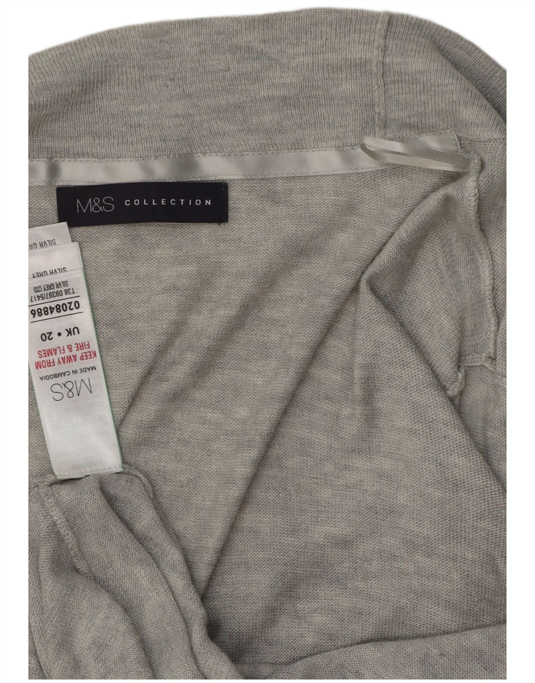 MARKS & SPENCER Offener Damen-Cardigan-Pullover UK 20 2XL Grau meliert