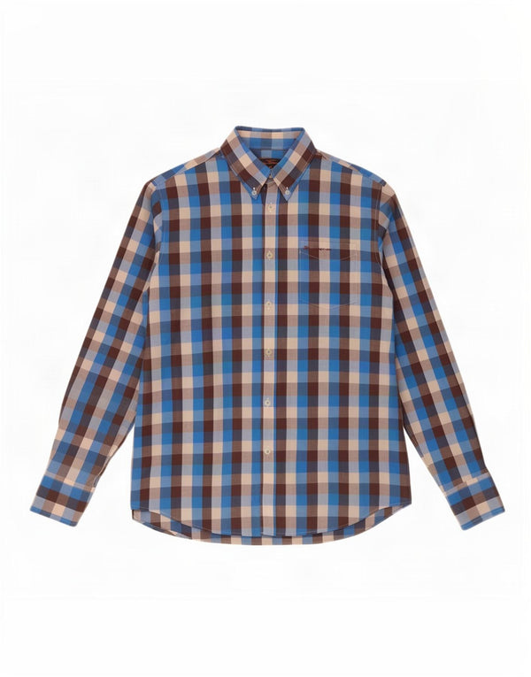 Ben Sherman Mens Shirt XL Blue Gingham Cotton