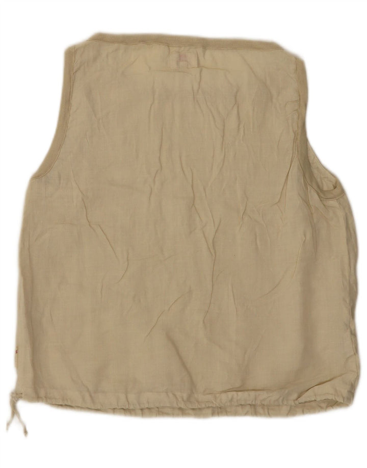 Superga Damen ärmelloses Blusenoberteil IT 48 XL Beige Leinen