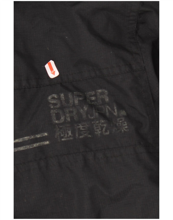 SUPERDRY Herren-Windbreaker-Jacke, UK 40, Größe L, schwarzes Nylon