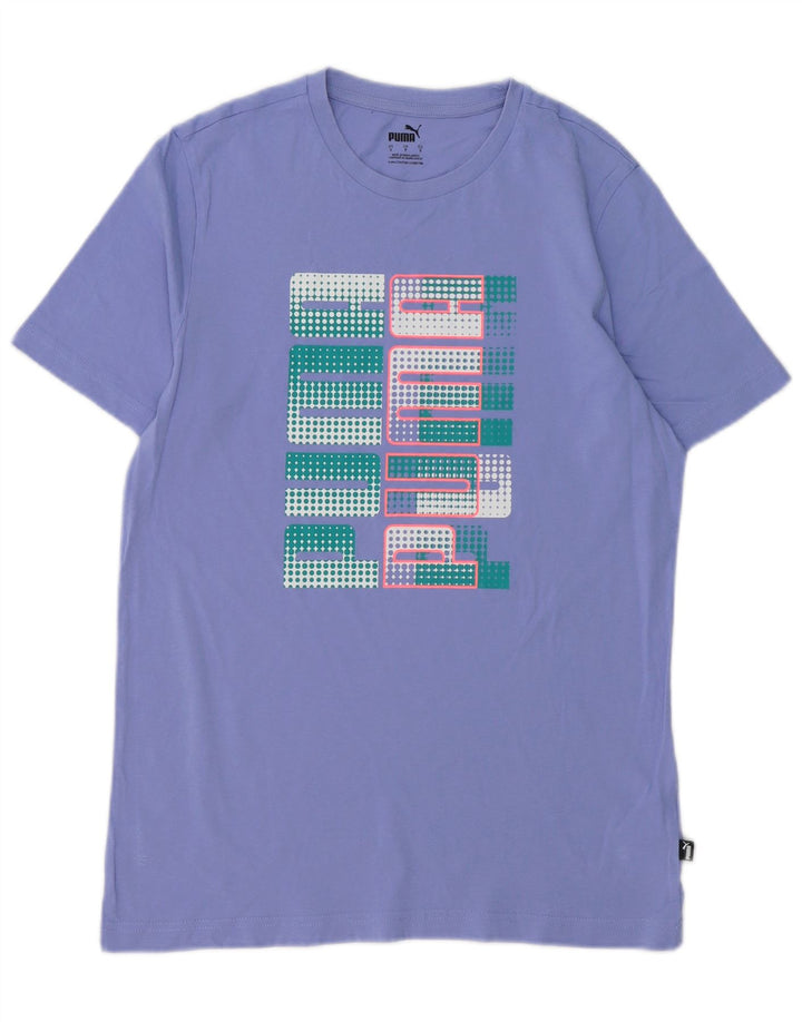 Puma Herren Grafik T-Shirt Top Small Lila Baumwolle