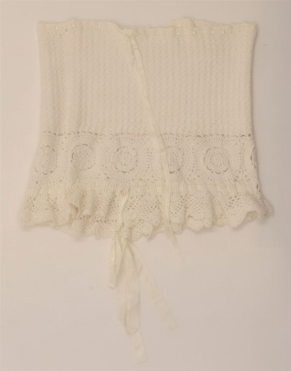 Calzedonia Damen Übergroßes trägerloses Top UK 10 Small White Floral Cotton