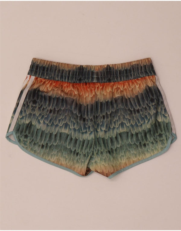 Adidas Damen-Sportshorts mit abstraktem Muster, UK 8, klein, mehrfarbig
