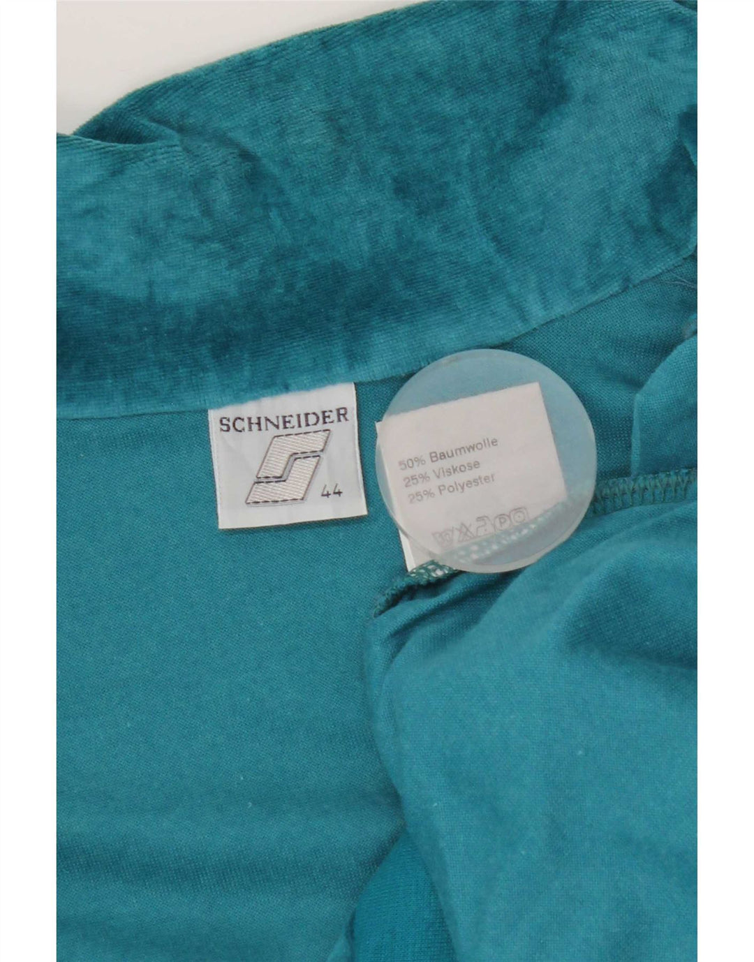 Schneider Damen Velours-Trainingsoberteil, Jacke IT 44, mittelblau, geometrisch