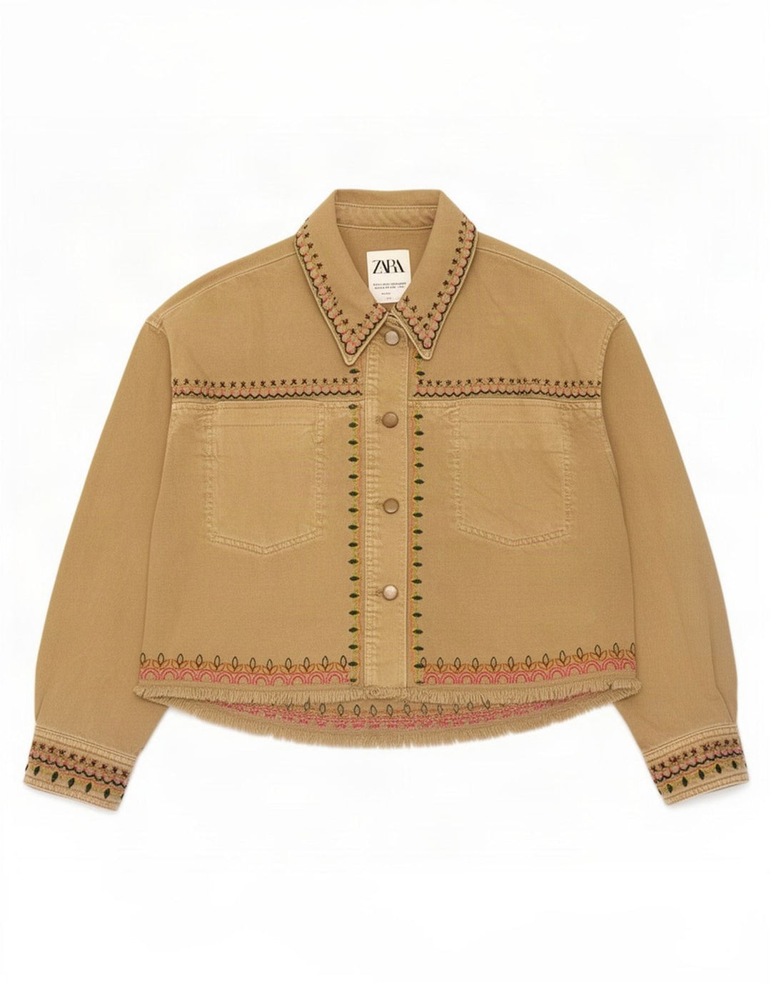 Übergroße Bomberjacke für Damen von Zara, Gr. 10, Größe S, beige, geometrische Baumwolle