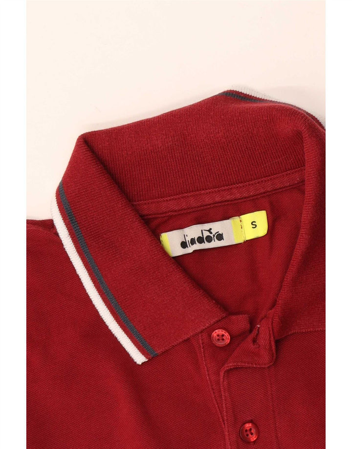 Diadora Herren Poloshirt Small Burgunderrot gestreift