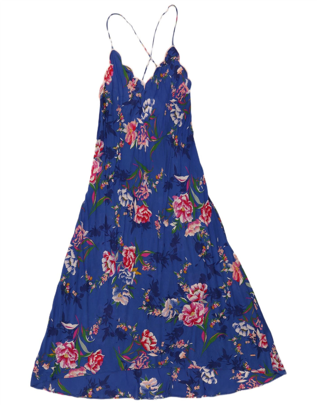 Marks & Spencer Damen Autograph Sommerkleid UK 12 Mittelblaues Blumenmuster