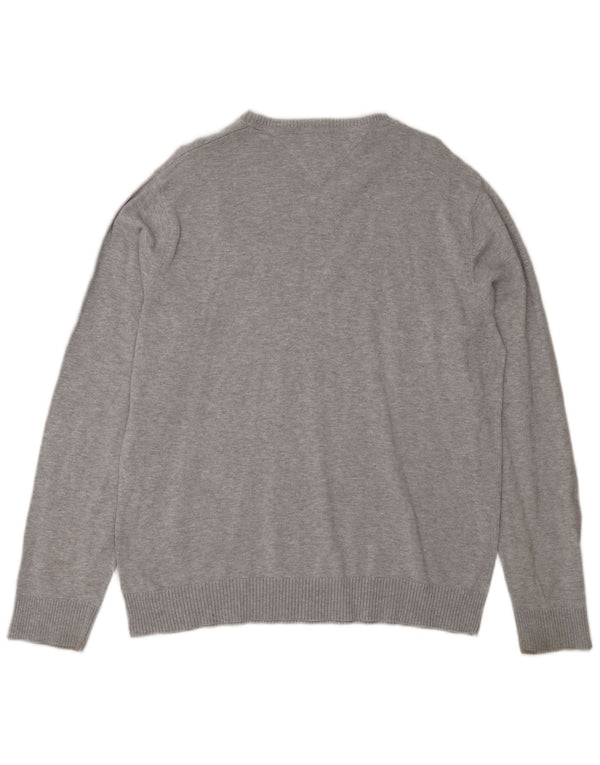 Tommy Hilfiger Mens Boat Neck Jumper Sweater Large Grey Cotton
