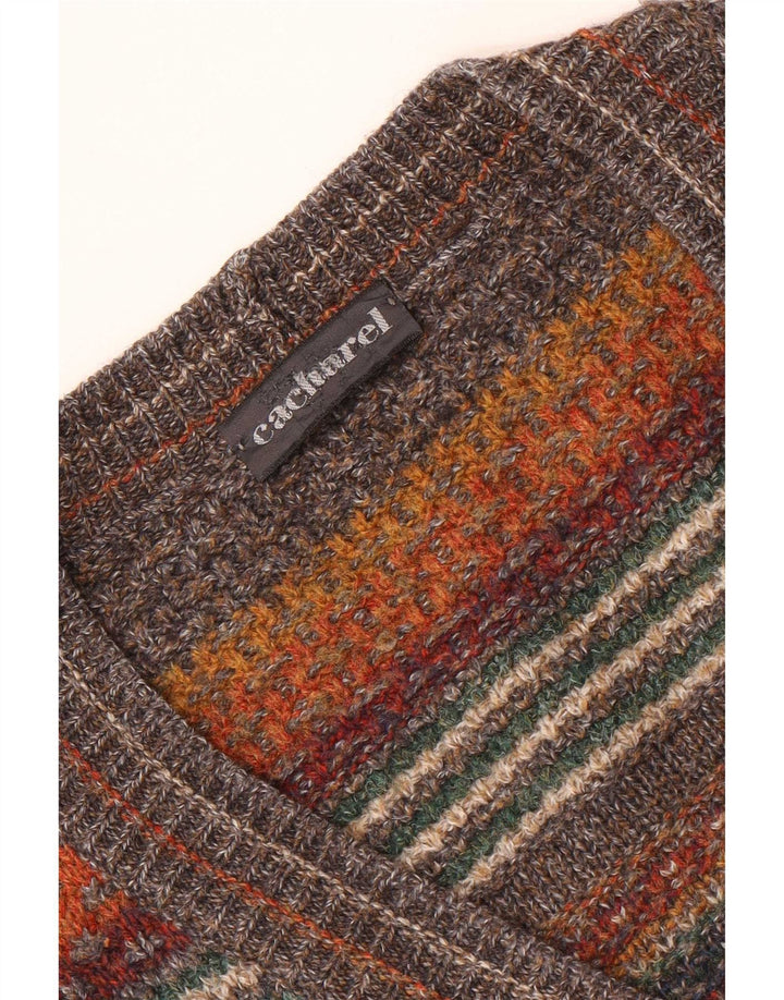 Cacharel Herren Strickjacke XL Braun Geometrisch