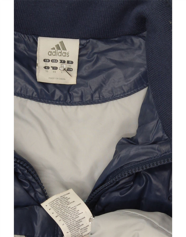 Adidas Damen Wattierte Jacke UK 12 Medium Marineblau Polyamid