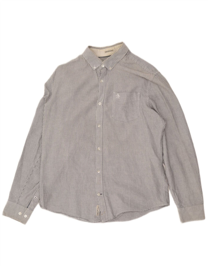 Penguin Herren Heritage Slim Fit Hemd, groß, grau, Nadelstreifen