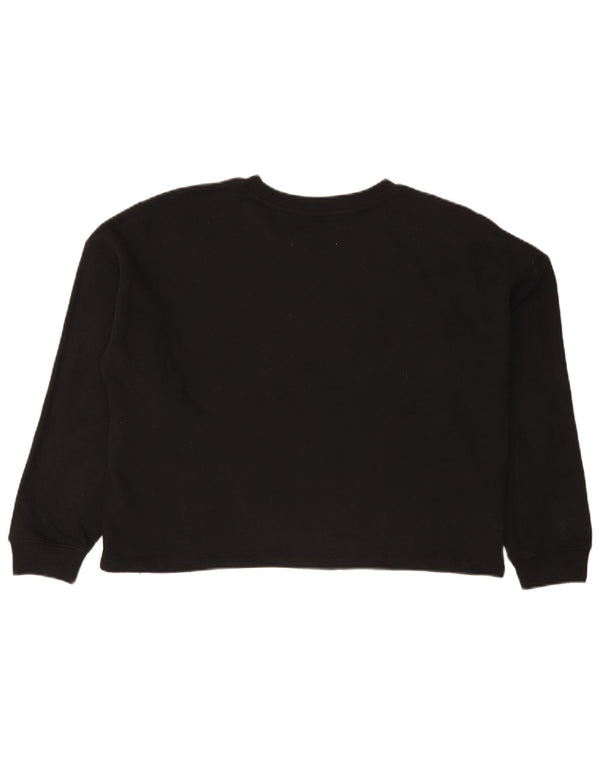 Calvin Klein Jeans Damen Crop Graphic Sweatshirt Pullover UK 16 Large Schwarz