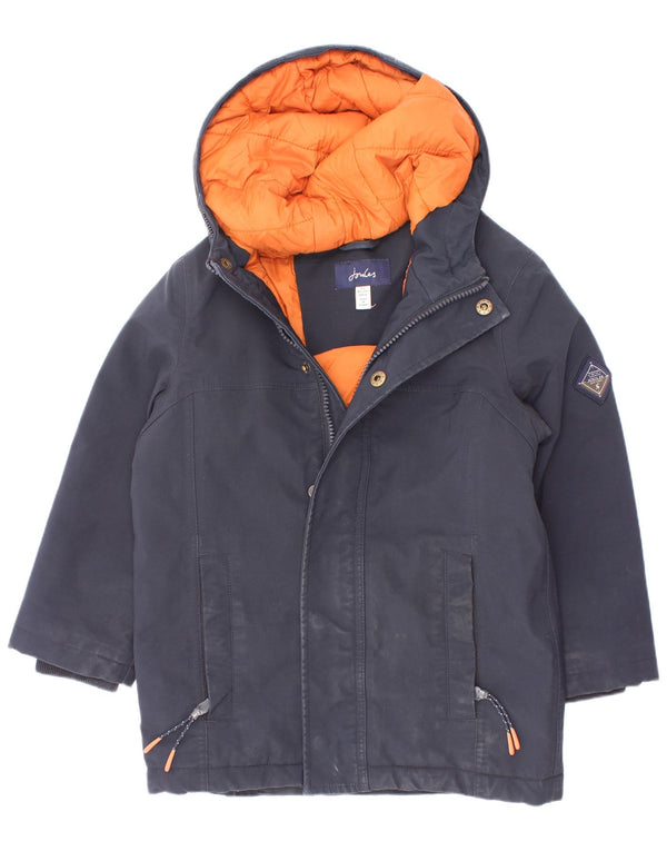 Joules wattierte Jungenjacke mit Kapuze, 4–5 Jahre, marineblaues Polyester