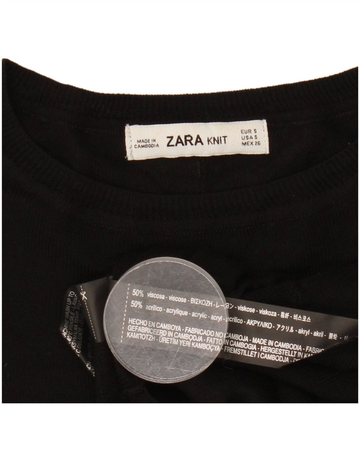 Zara Damen-Pullover, übergroß, Rundhalsausschnitt, Gr. 10, Größe S, schwarze Viskose