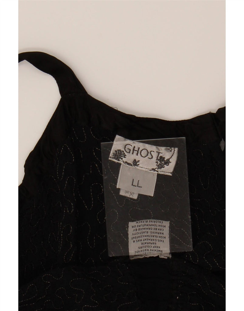 GHOST Womens Slip Dress UK 14 Large Black Viscose Vintage Ghost and Second-Hand Ghost from Messina Hembry 