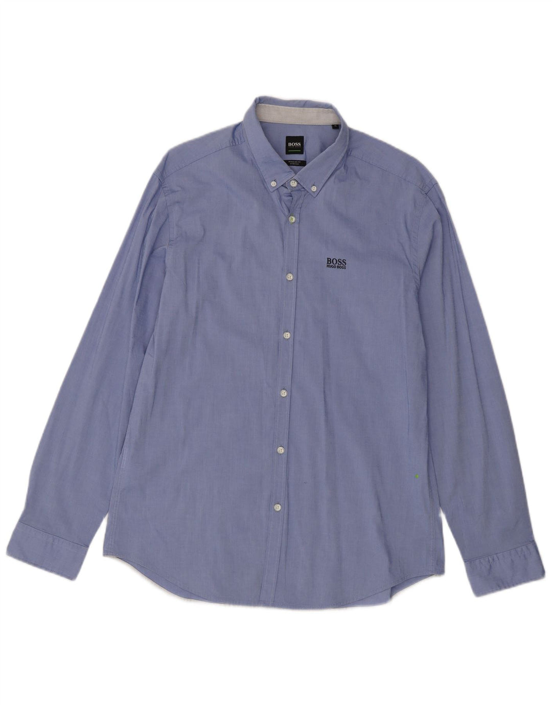 Hugo Boss Herren-Hemd mit normaler Passform, XL, blaue Baumwolle