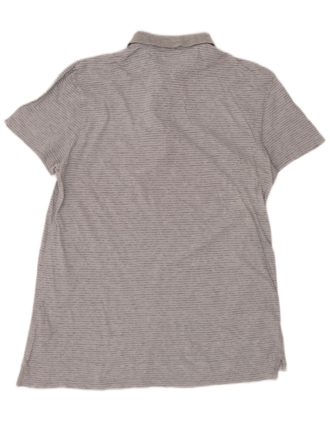 All Saints Herren-Poloshirt, kleine graue Nadelstreifen-Baumwolle