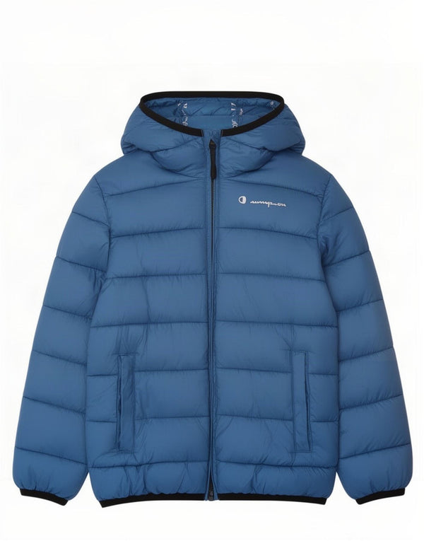 Champion Wattierte Jacke mit Kapuze für Jungen, 5–6 Jahre, XS, Blau, Polyester