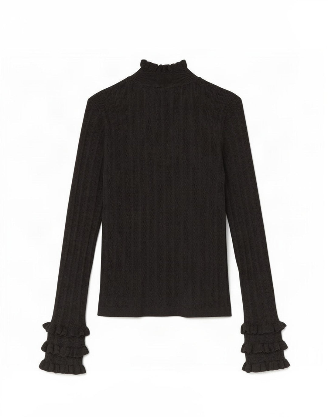 Zara Damen Top Langarm UK 12 Medium Schwarz Viskose