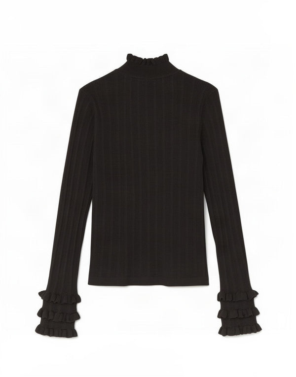 Zara Womens Top Long Sleeve UK 12 Medium Black Viscose