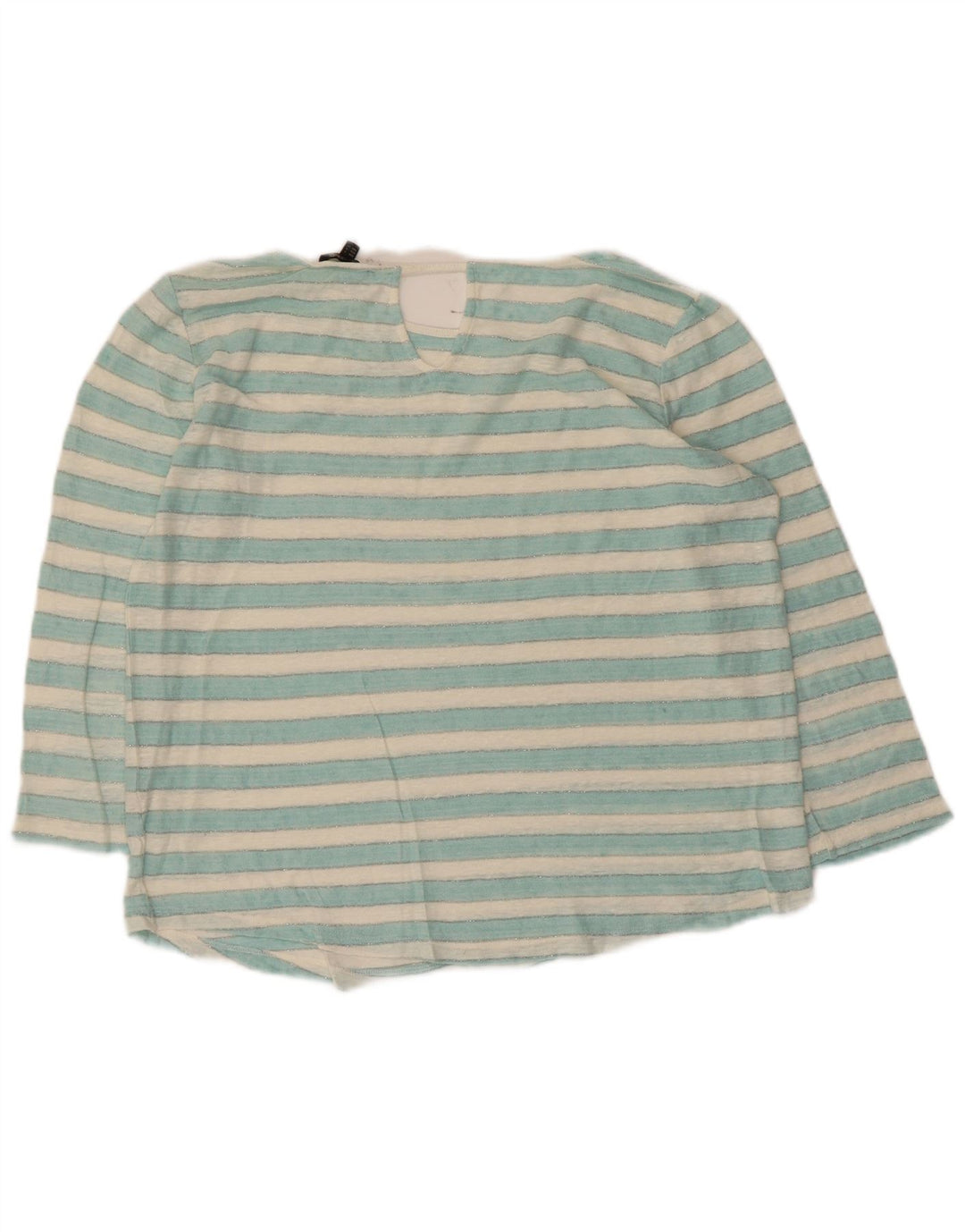 Massimo Dutti Damen-Oversize-Top mit 3/4-Ärmeln, UK-Größe 10, klein, blau gestreift