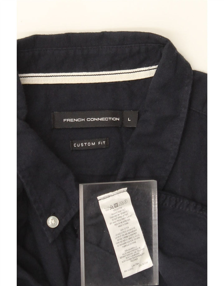 French Connection Herren-Hemd mit individueller Passform, groß, marineblau, Baumwolle